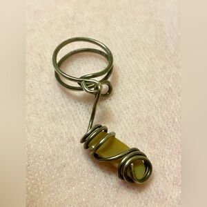 Elegant Wire-Wrapped Yellow Stone Ring